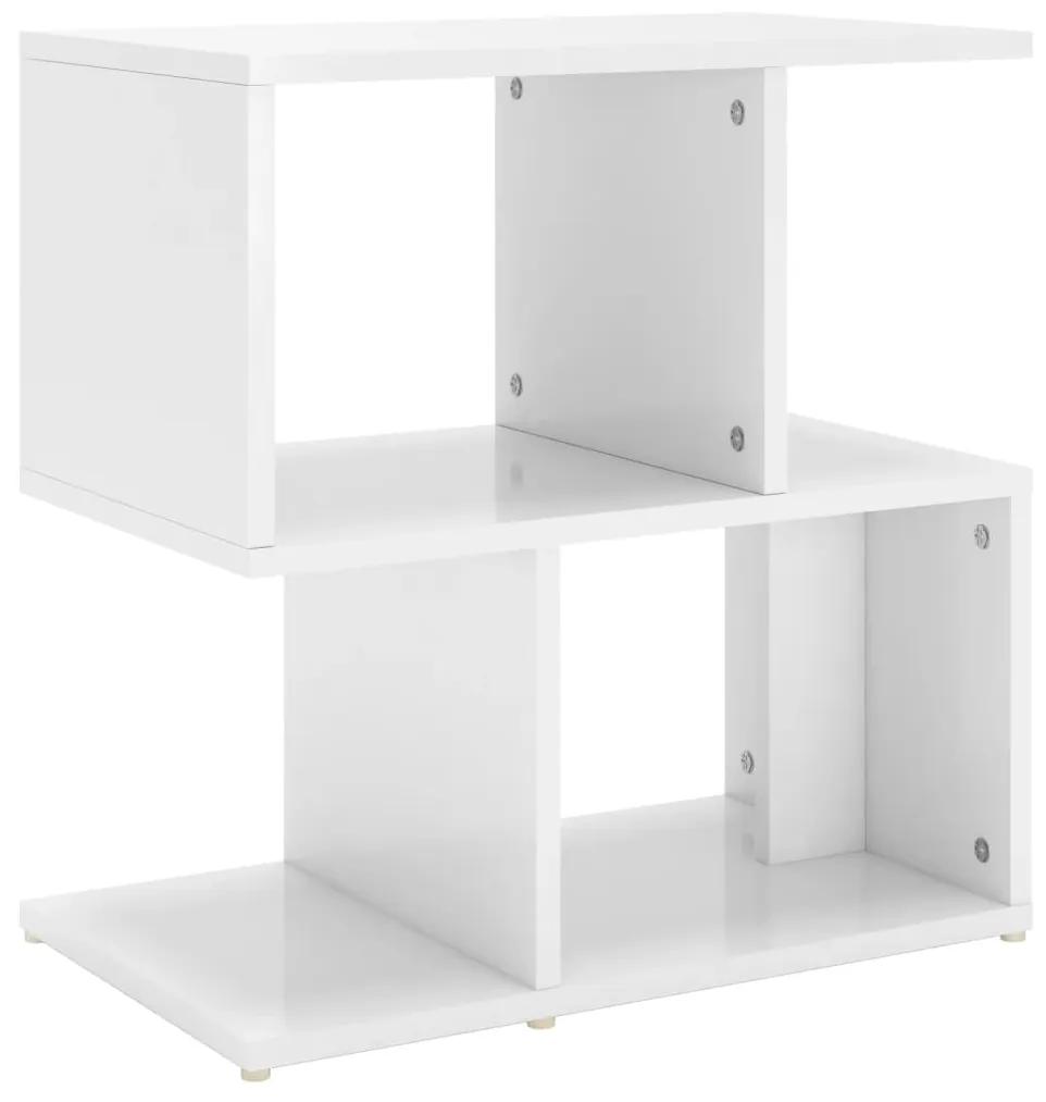 Mesa de cabeceira 50x30x51,5 cm contraplacado branco brilhante