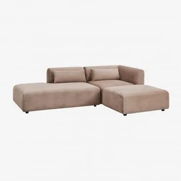 Sofá Modular De Canto Em 2 Peças Com Chaise Longue À Esquerda E Puff Fogler Bombazina Castanho Camel - Sklum