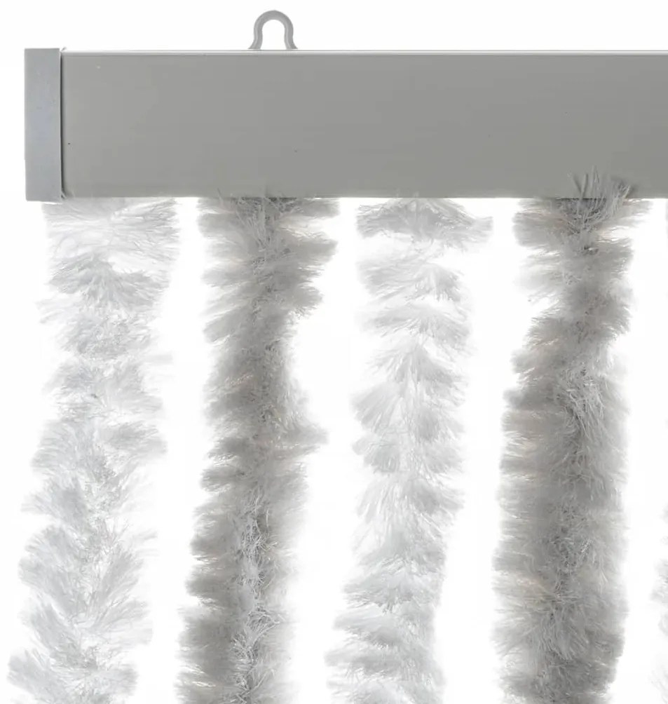 Cortina anti-insetos 100x230cm chenille cinzento-claro e branco