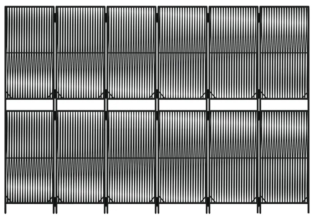 Biombo de divisão 6 painéis vime PE preto