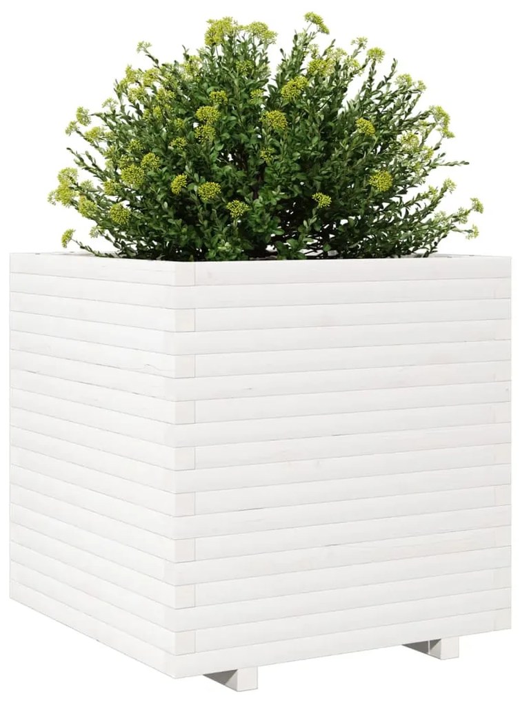 Vaso/floreira de jardim 70x70x72 cm pinho maciço branco
