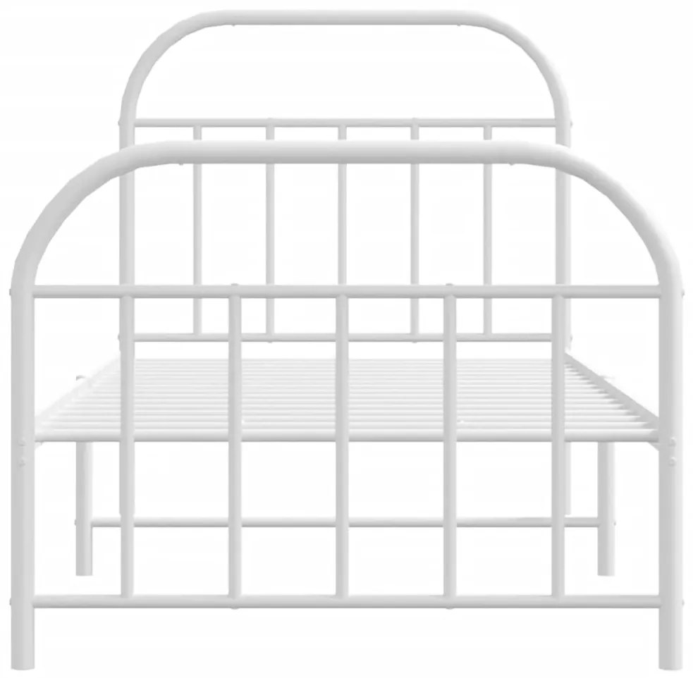 Estrutura de cama com cabeceira e pés 90x200 cm metal branco