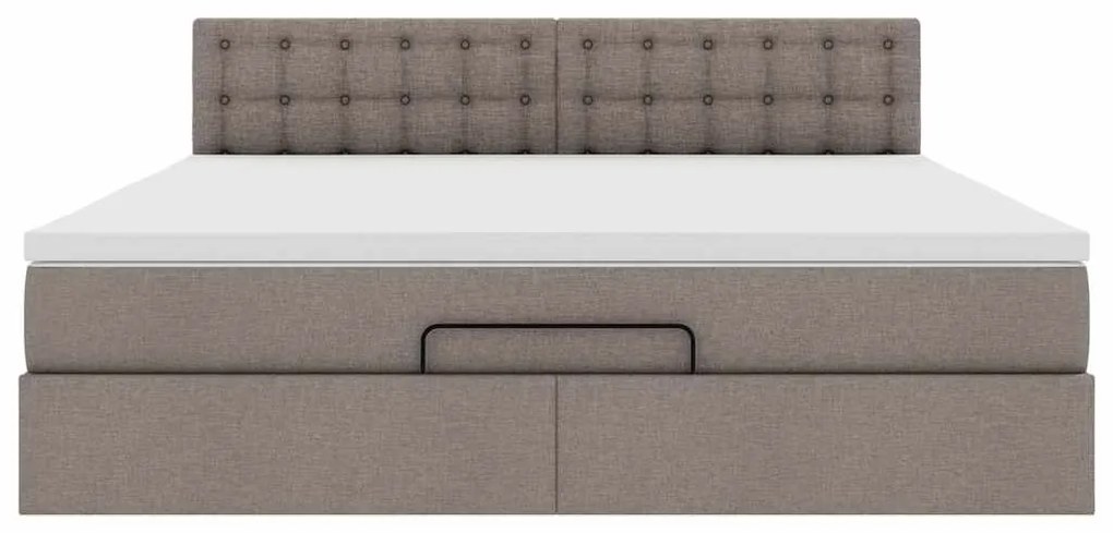Estrutura de cama otomana com colchão tecido cinzento 160x200cm
