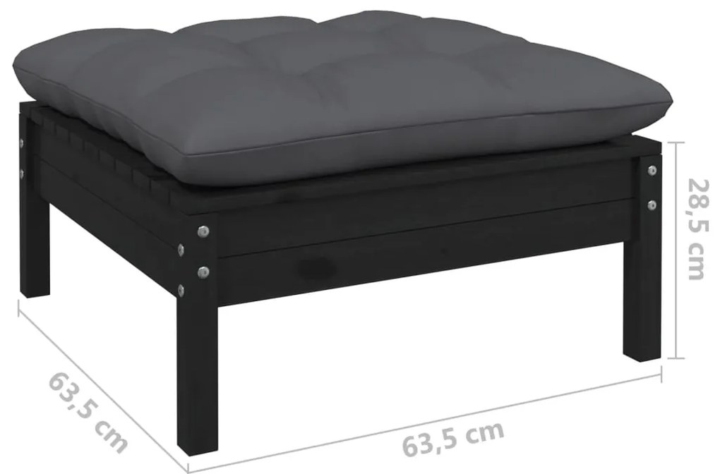 5 pcs conjunto lounge de jardim c/ almofadões pinho preto