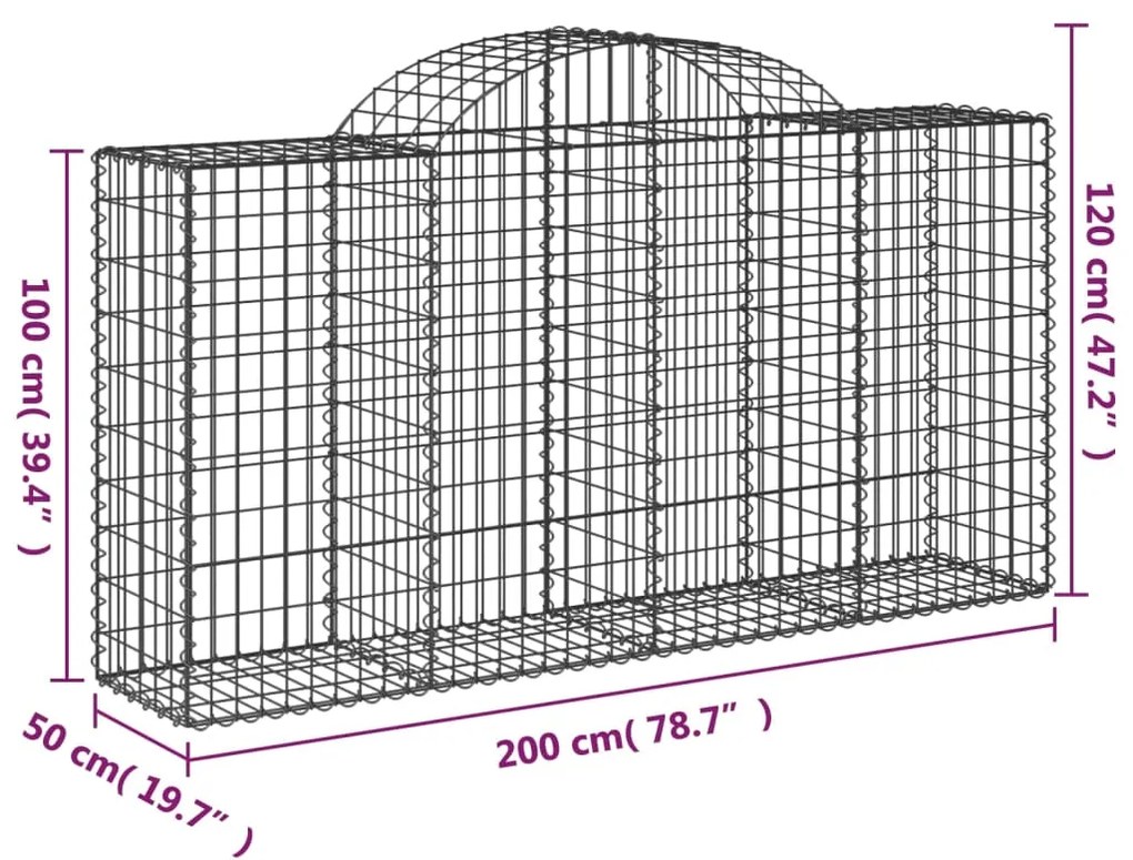Cestos gabião arqueados 10 pcs 200x50x100/120 ferro galvanizado