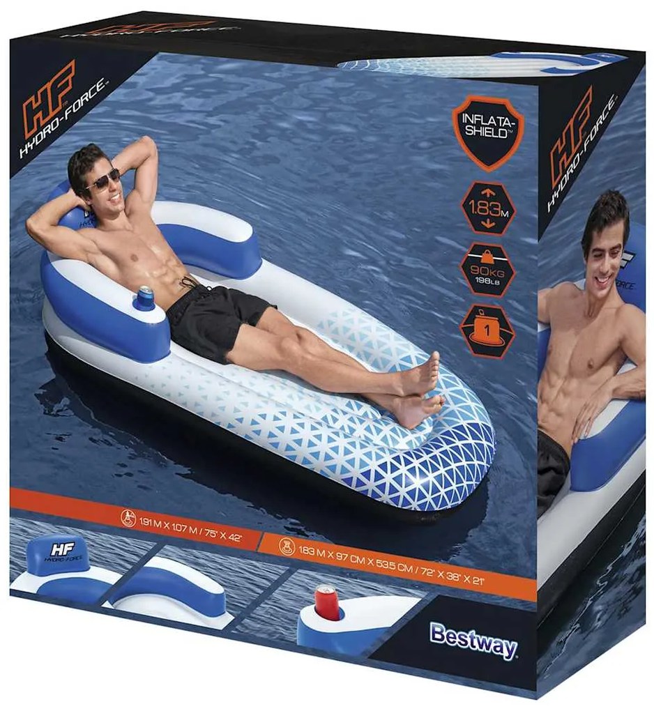 Espreguiçadeira flutuante Hydro-Force 183x97 cm azul