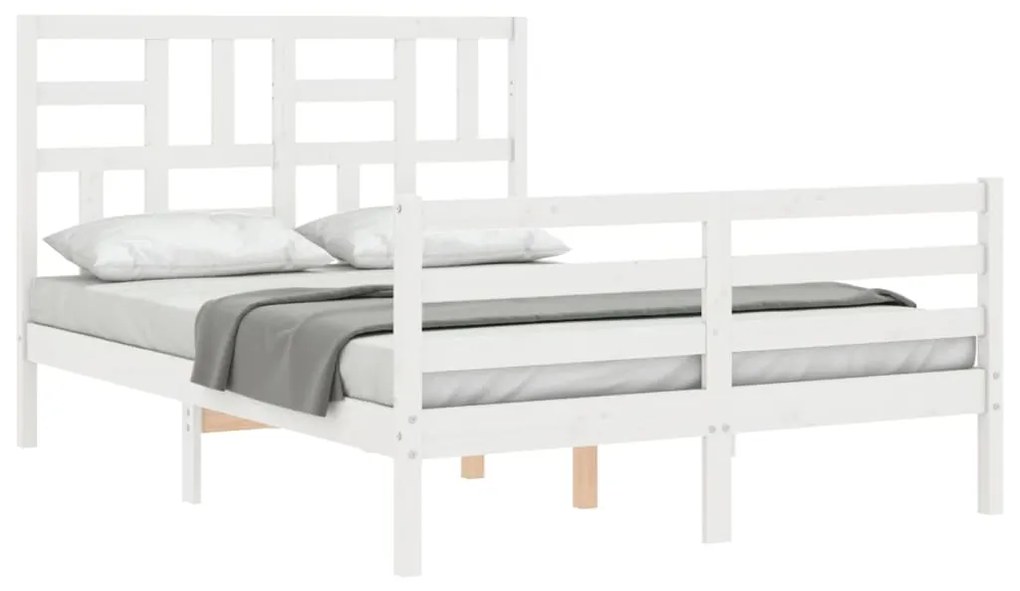 Estrutura de cama com cabeceira 120x200cm madeira maciça branco