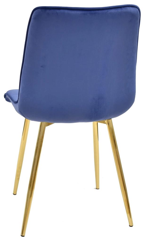 Conjunto 6 Cadeiras de Cozinha e Sala de Jantar  GILDA metal, tecido veludo azul