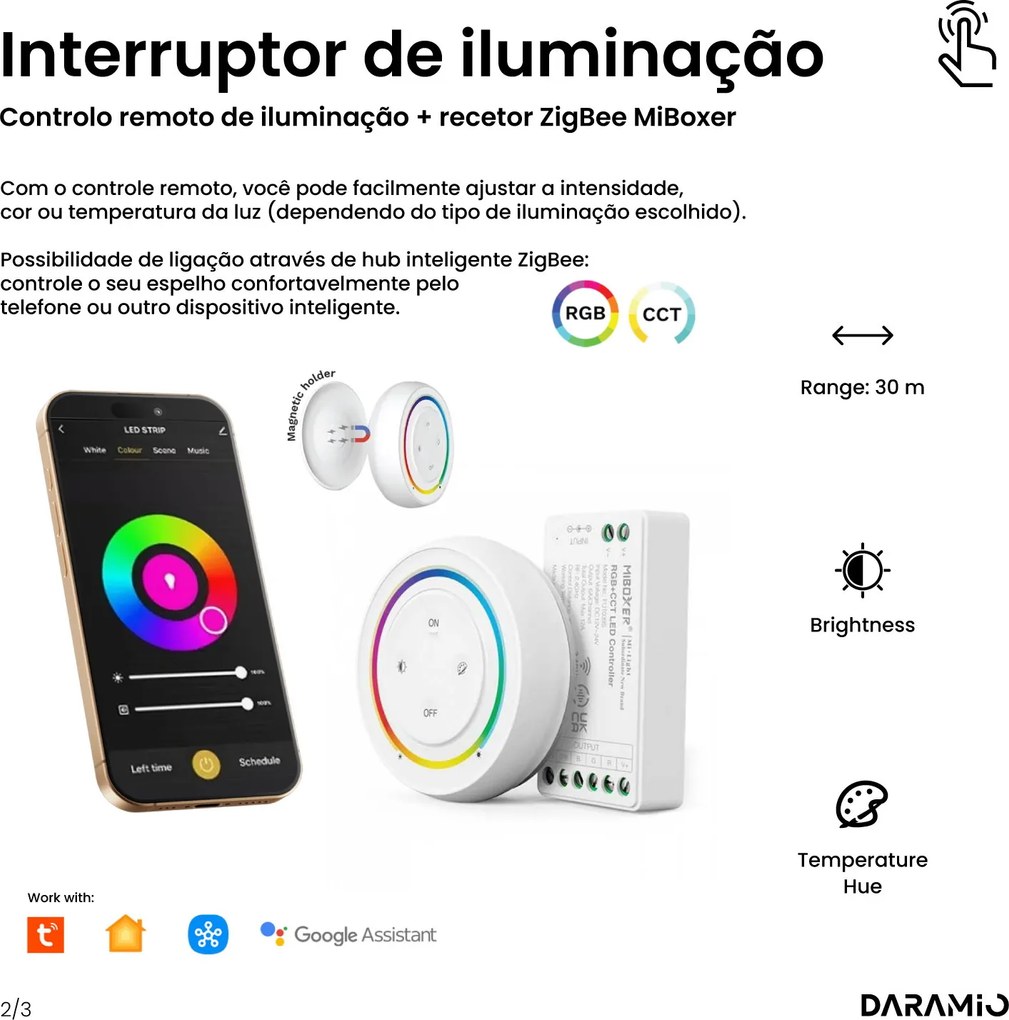 Espelho meia-lua com LED G9