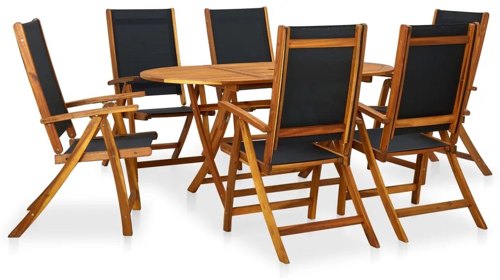 vidaXL 7 pcs conjunto de jantar exterior madeira acácia maciça