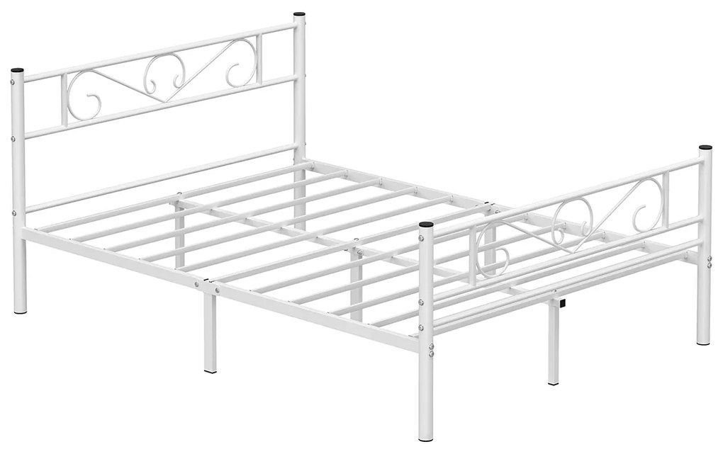 Estrutura de cama de metal para casal | VASAGLE | 198 x 141,8 x 86,4 cm | branco | RMB063W01.