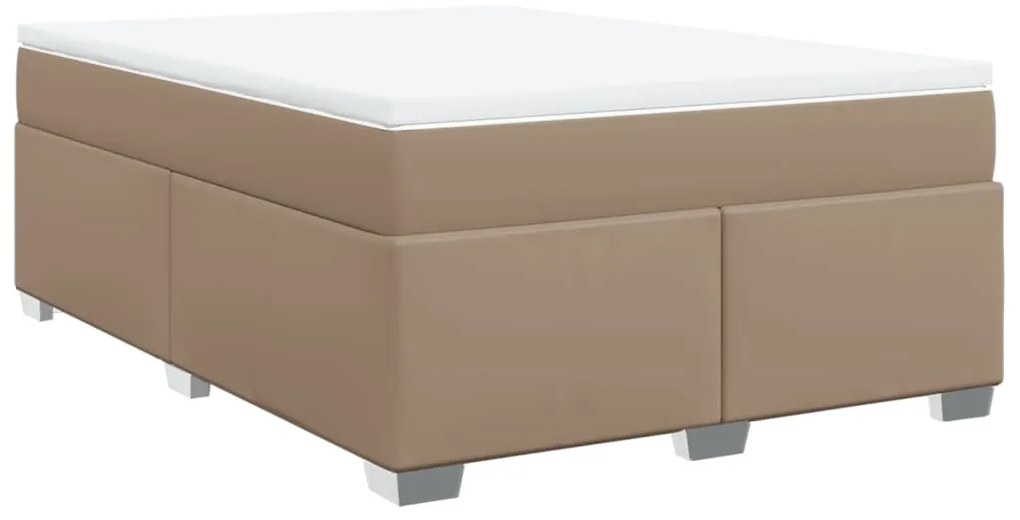 Cama com molas/colchão 140x200 cm couro artificial cappuccino