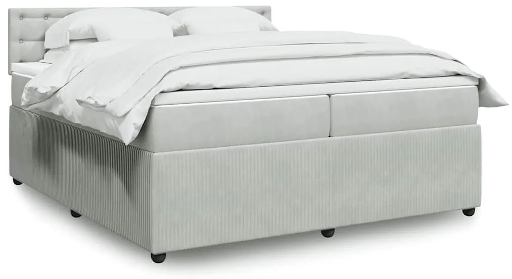 vidaXL Cama com molas/colchão 200x200 cm veludo cinzento-claro