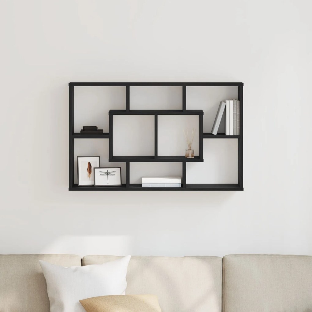 Prateleira de Parede vidaXL - Carvalho Preto, 85 x 16 x 52,5 cm, Feita
