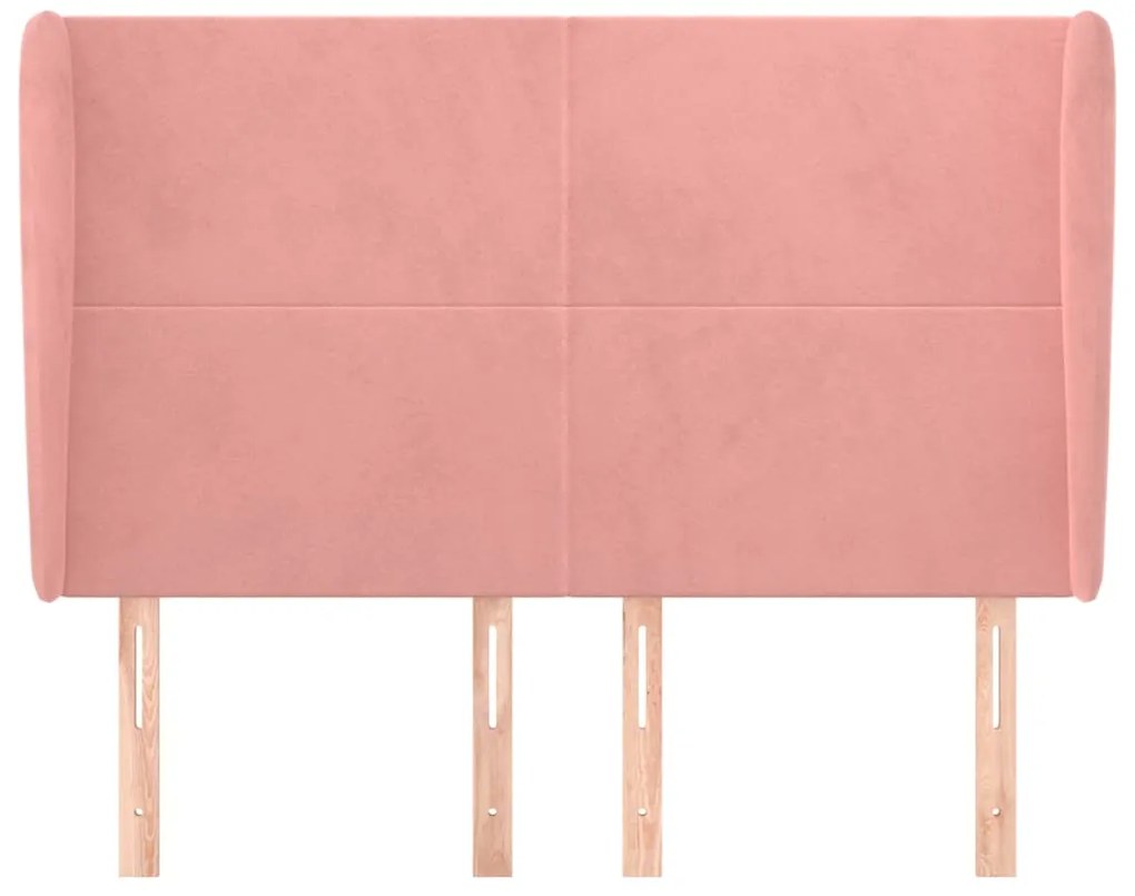 Cabeceira de cama c/ abas veludo 147x23x118/128 cm rosa
