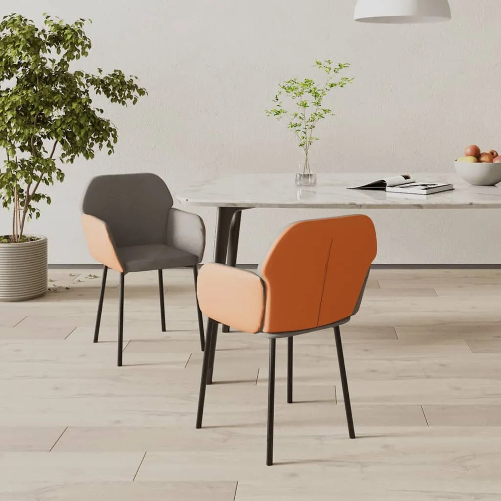 344752 vidaXL Cadeiras jantar 2 pcs tecido/couro artificial cinzento-escuro