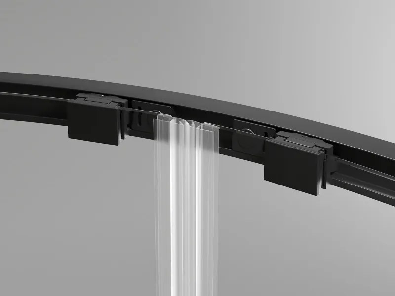 Mexen Exo-S Duo cabine de duche semicircular assimétrica de correr 90 x 80 cm, transparente, preta - 8132-090-080-70-00