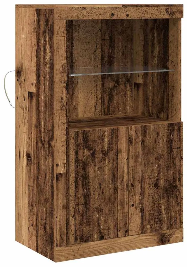 Sideboard vidaXL com Luzes LED Madeira Velha 60,5x37x100 cm