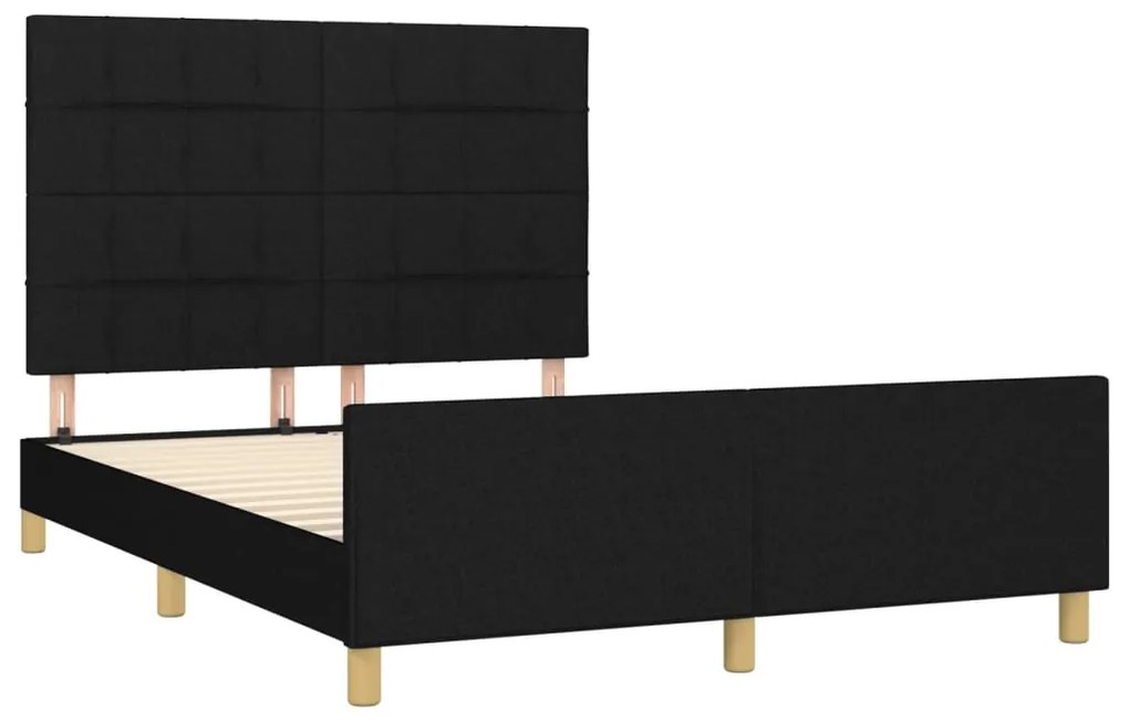 Estrutura de cama sem colchão 140x200 cm tecido preto