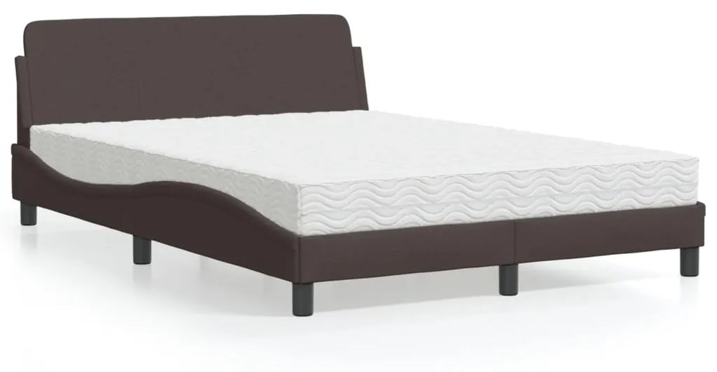 Cama com colchão 140x190 cm tecido castanho-escuro