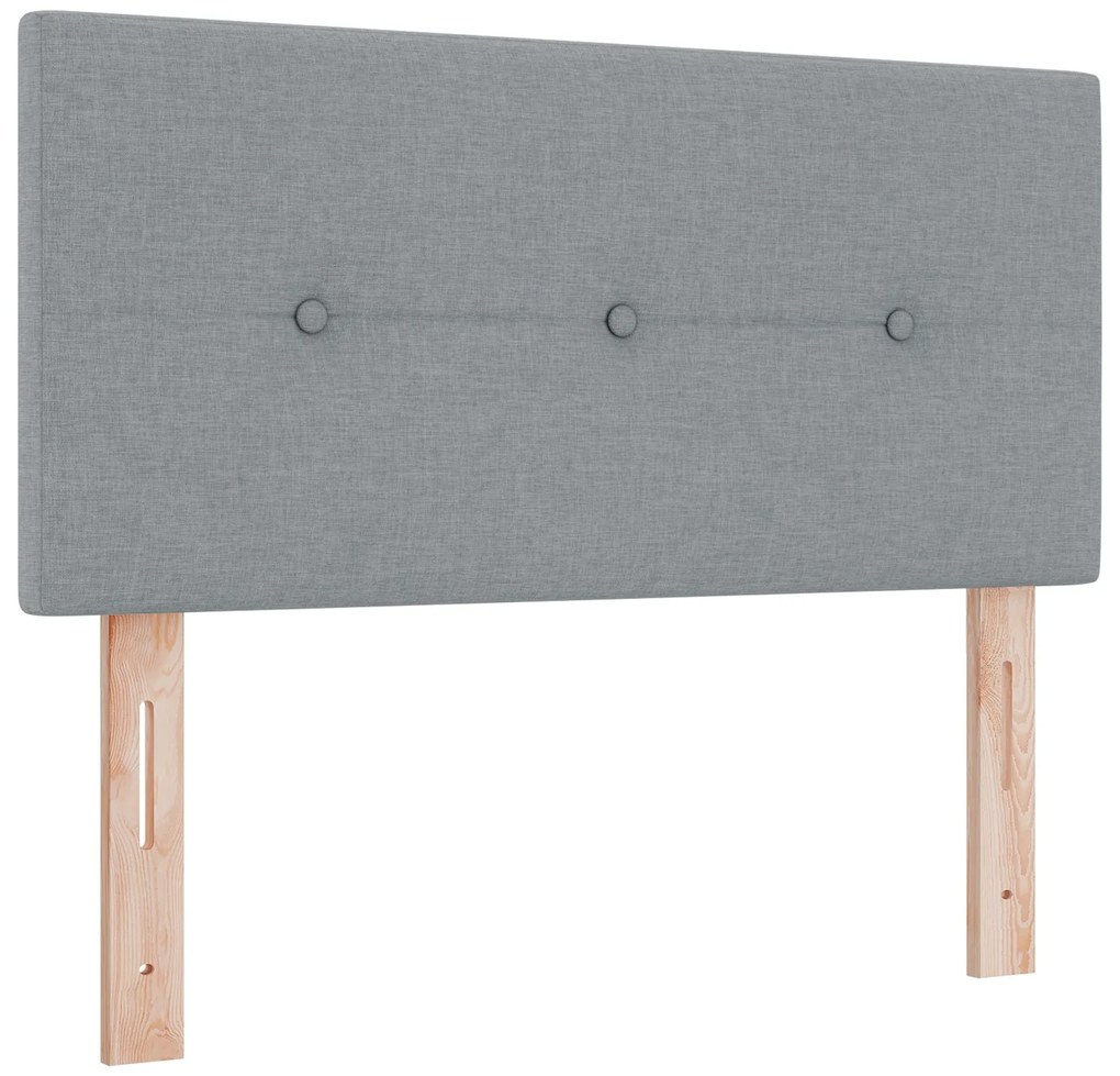Cama Box Spring com colchão Cinza Claro 120x190 cm Tecido