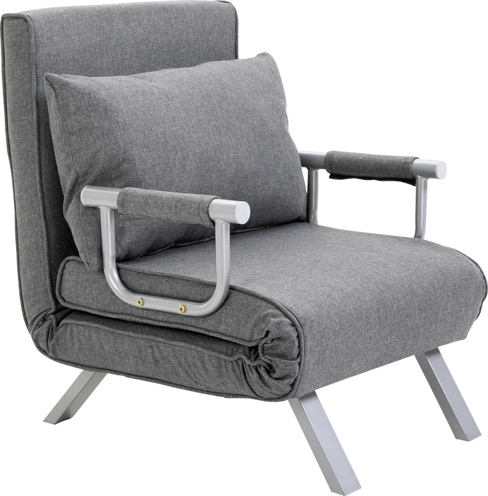 HOMCOM Poltrona Relax Poltrona Reclinável, Função de Espreguiçadeira, Cama para Hóspedes, 65 cm x 69 cm x 80 cm, Cinza | Aosom Portugal