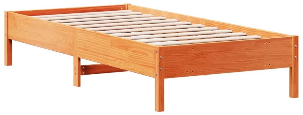 Estrutura de cama 100x200 cm madeira pinho maciça castanho cera