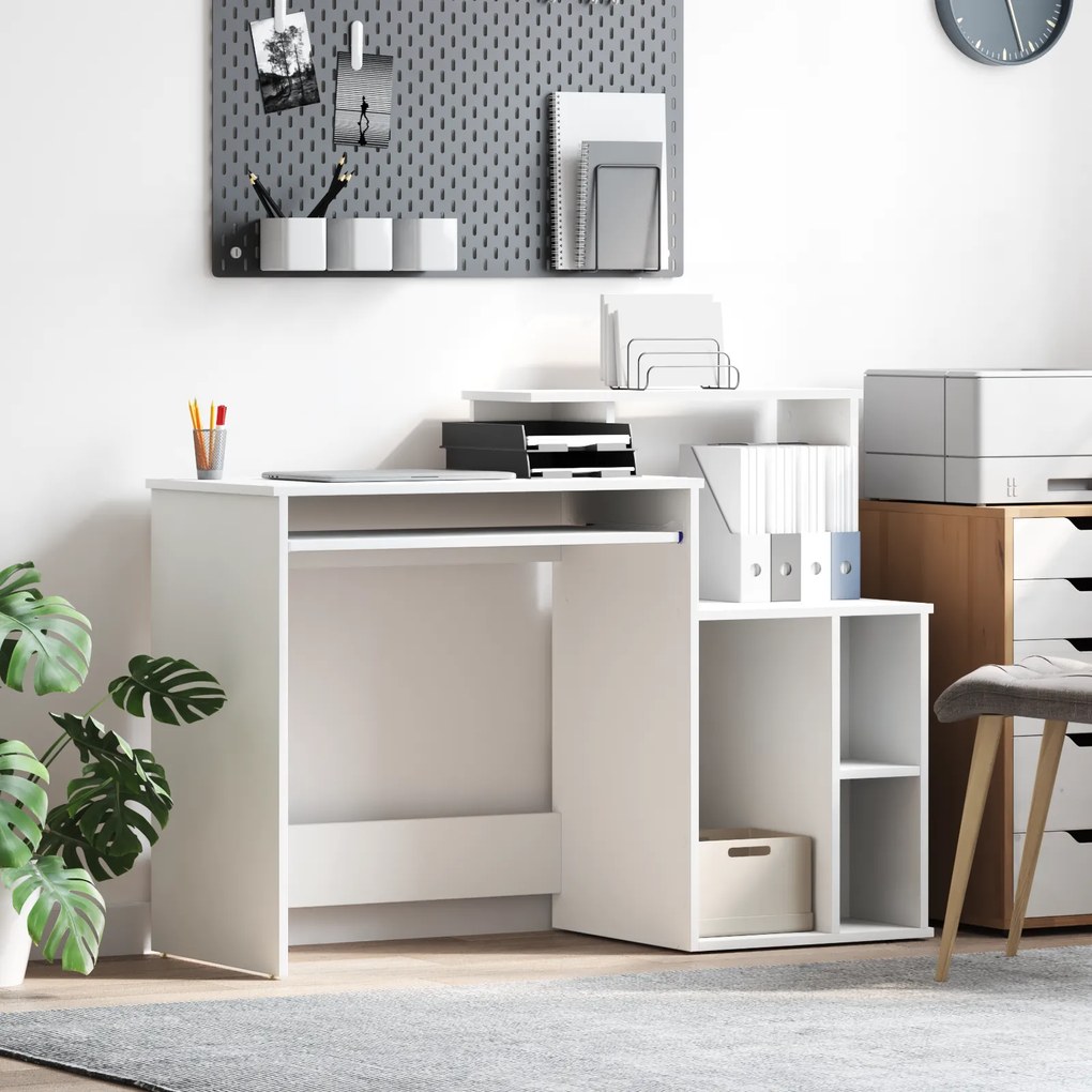 vidaXL Mesa com Armazenamento Branca 120.5x44x88.5 cm Madeira Reconstituída