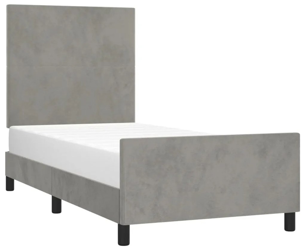 Estrutura de cama sem colchão 100x200 cm veludo cinzento-claro