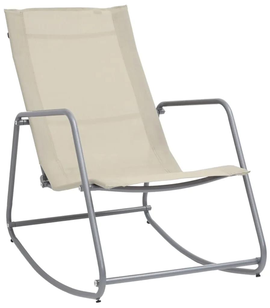 Cadeira de baloiço para jardim 95x54x85 cm textilene cor creme