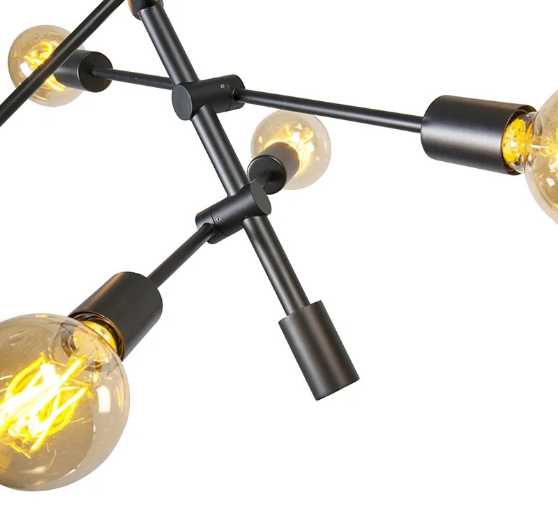 Candeeiro de suspensão industrial preto 6 luzes - Sydney