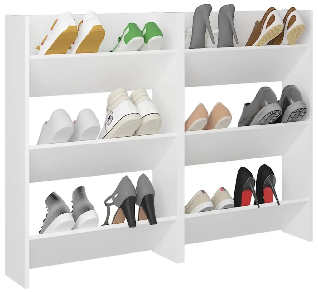 Sapateiras de parede 2 pcs 60x18x90 cm contraplacado branco
