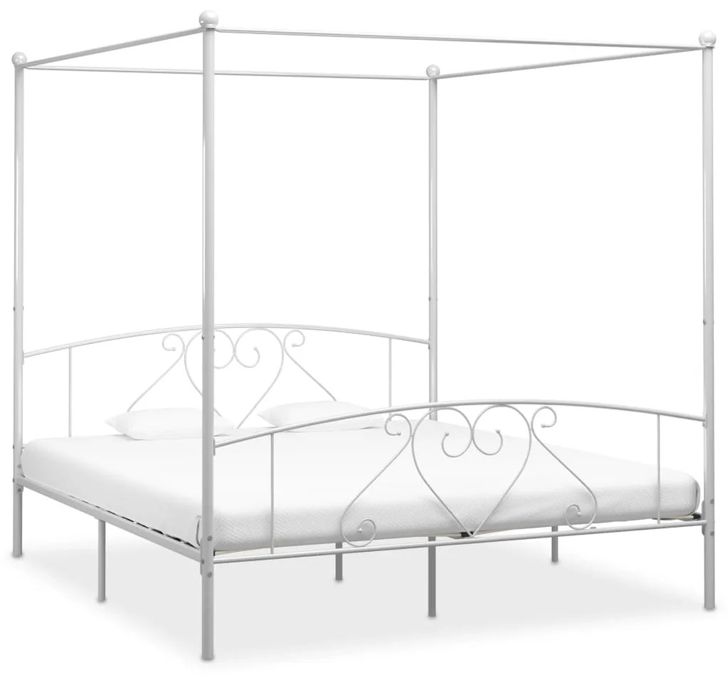 vidaXL Estrutura de cama com dossel metal 180x200 cm branco
