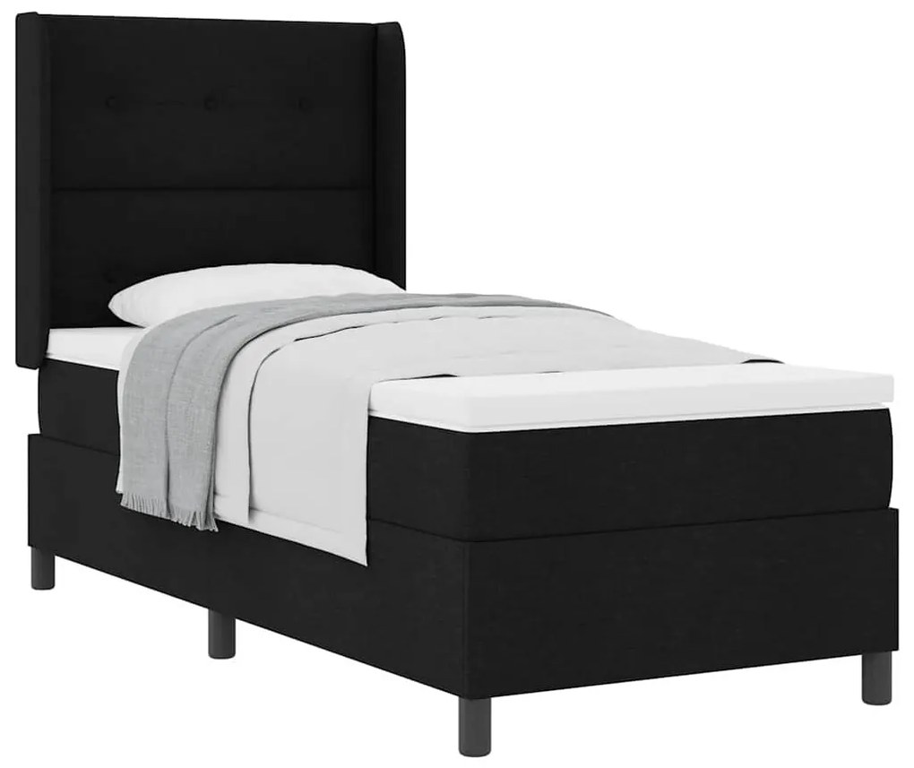 Cama Box com Colchão Preto 80x200 cm Tecido