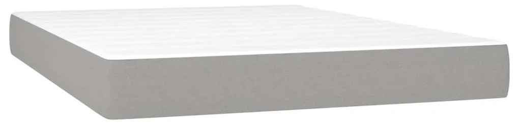 Cama box spring c/ colchão e LED 140x190 cm tecido cinza-claro