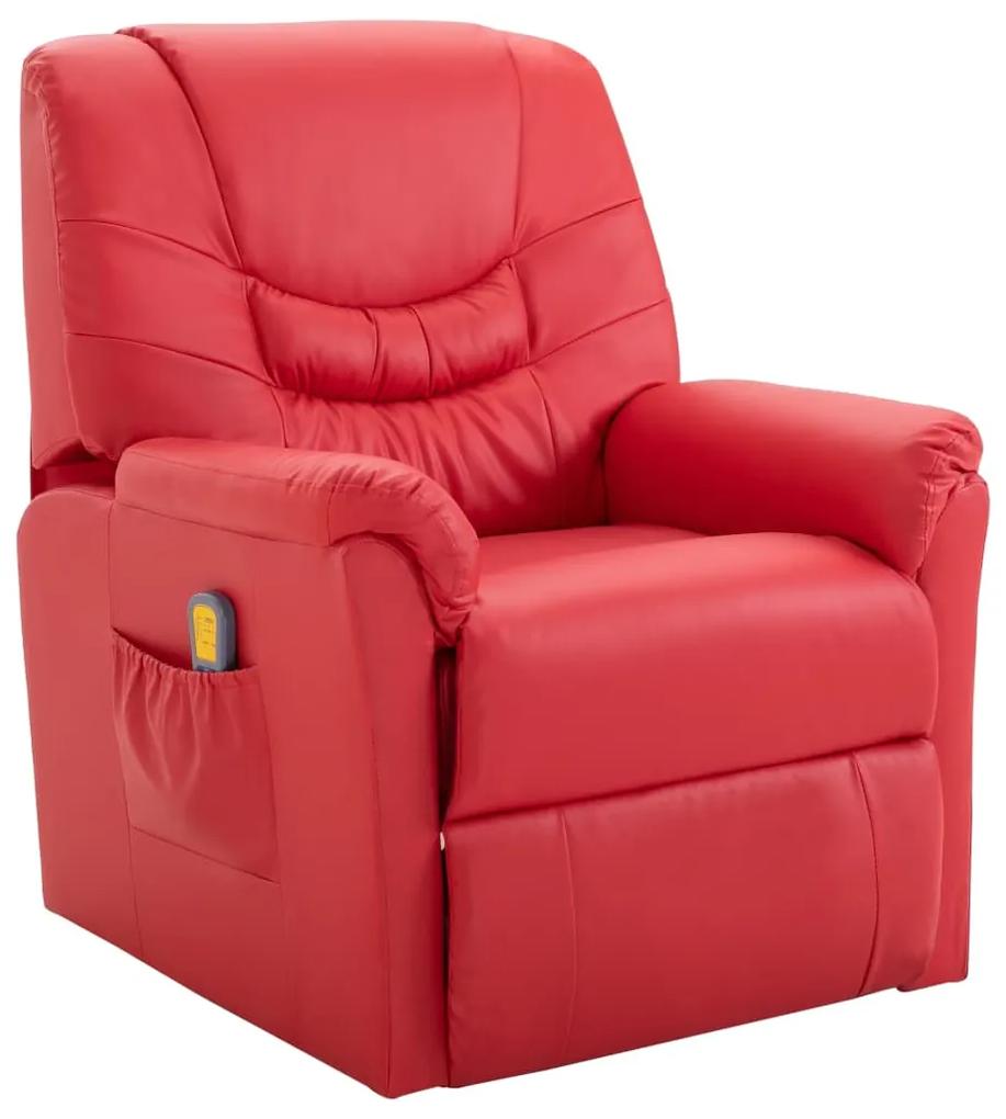 248985 vidaXL Cadeira de massagens reclinável couro artificial vermelho
