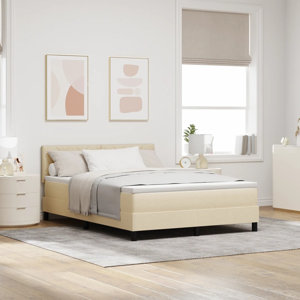 Cama Box Spring com Colchão creme 160x200 cm Tecido
