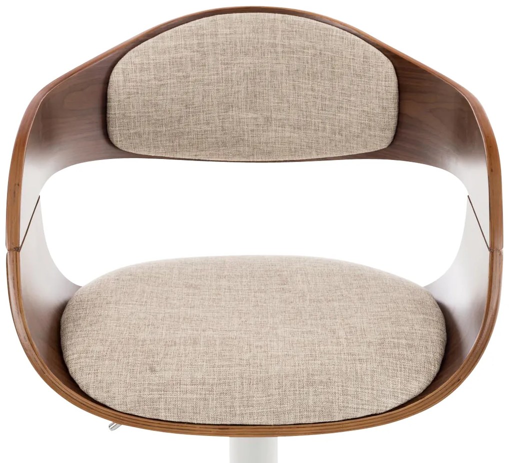 Banco de bar Kingston em tecido e com estrutura cromada 50 x 88-102 x 48 cm Creme + Cor Nogueira