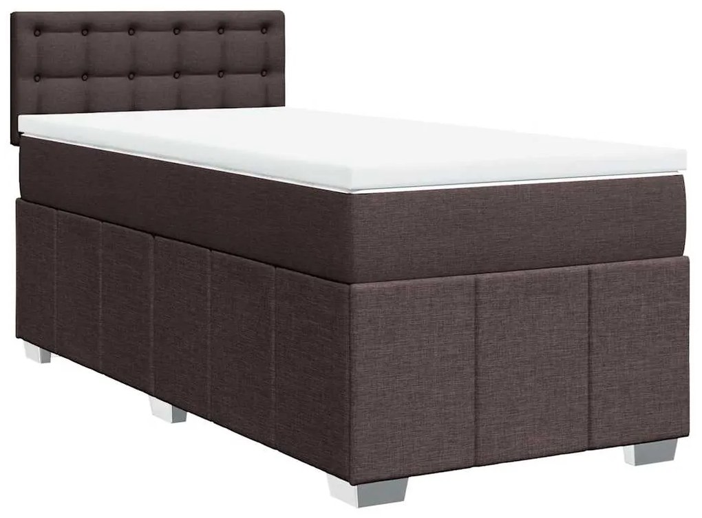 Cama com molas/colchão 90x200 cm tecido castanho-escuro