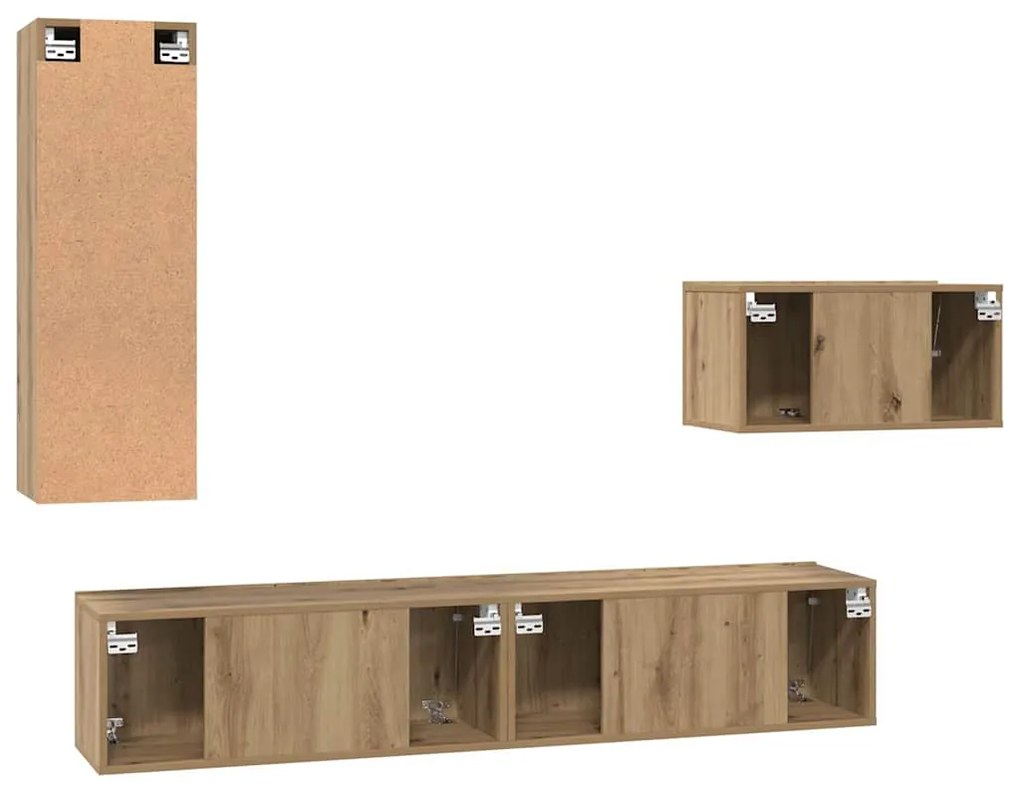 Conjunto de móvel de TV com gaveta com prateleira 4 pcs carvalho artis