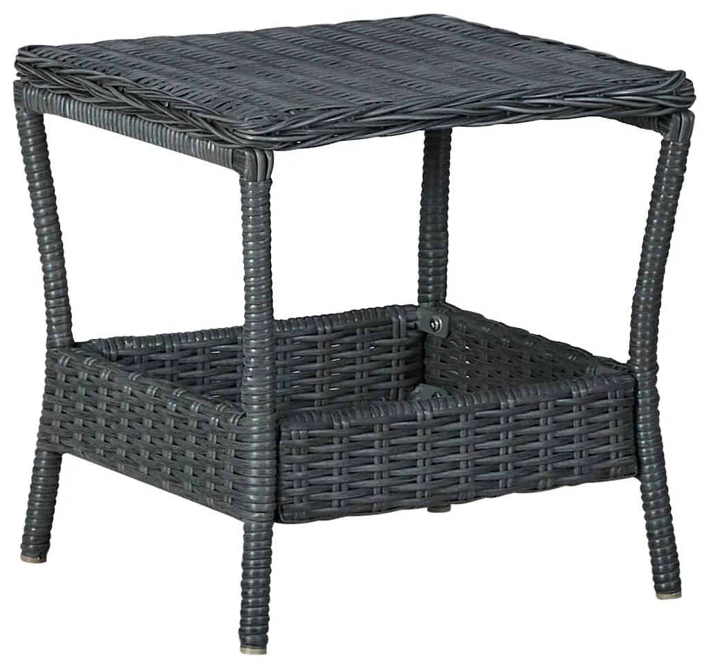 313306 vidaXL Mesa de jardim em vime PE 45x45x46,5 cm cinzento-escuro