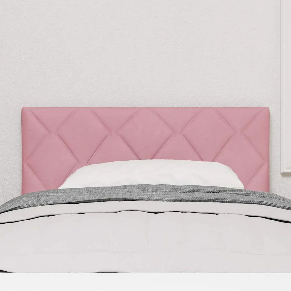 Cabeceira em rosa, design de blocos de diamante, 100cm, veludo