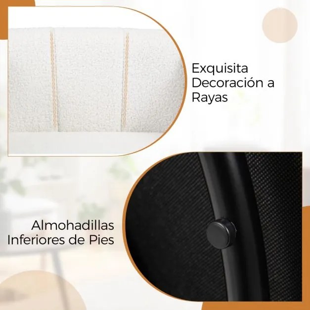 Poltrona moderna giratória estofada em sherpa com encosto em forma de abóbora e apoios de braços para sala de estar e quarto Branco