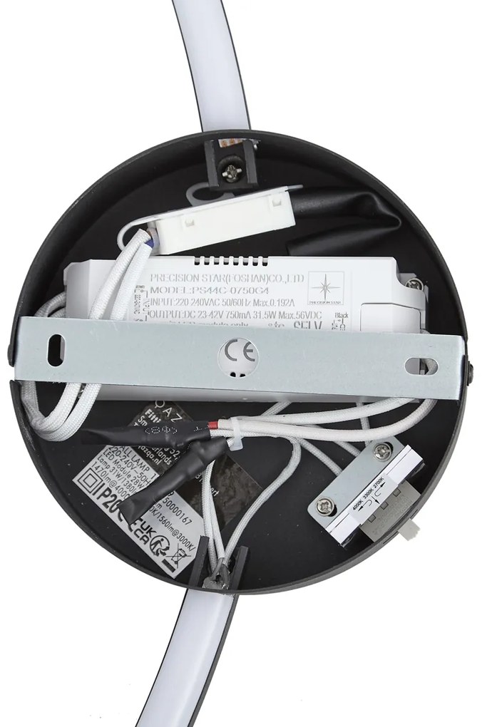 Candeeiro de parede de design preto 67cm incl. LED regulável em 3 níveis - Anello