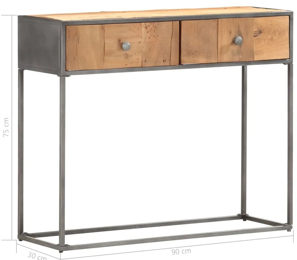 Mesa consola 90x30x75 cm madeira recuperada maciça