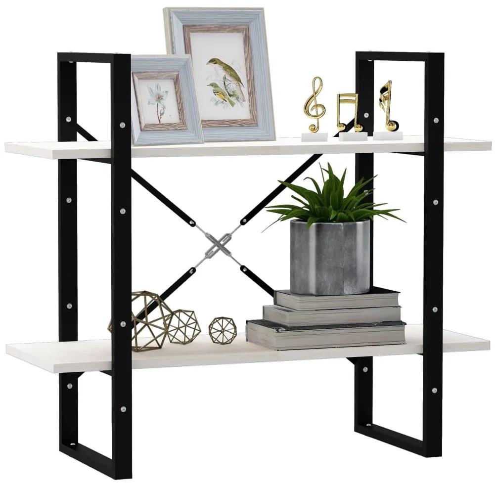 Estante com 2 prateleiras 80x30x70 cm pinho maciço branco