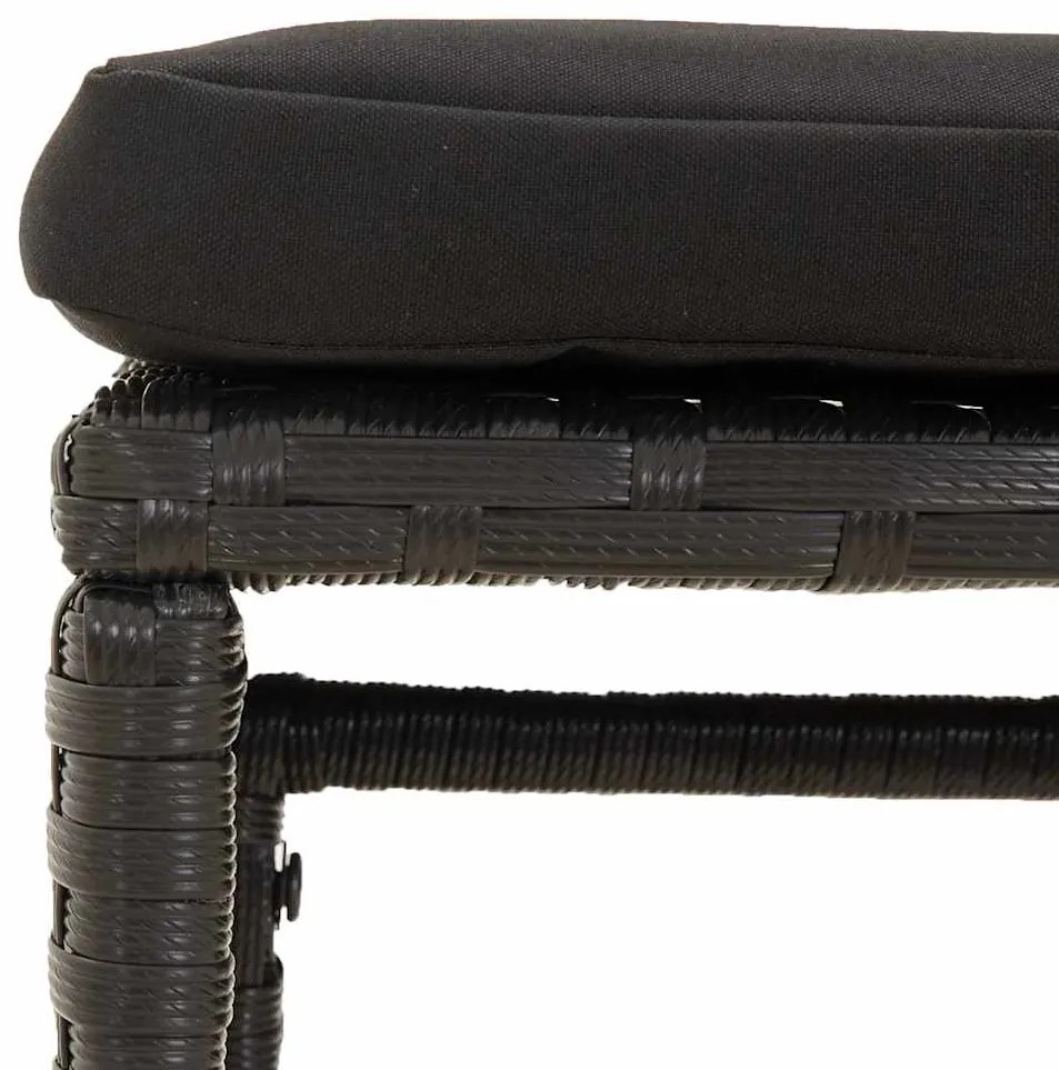 6 pcs conjunto lounge de jardim c/ almofadões vime PE preto