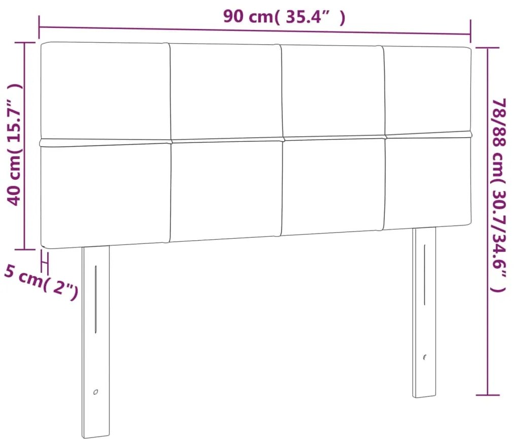 Cabeceira de cama veludo 90x5x78/88 cm cinzento-claro