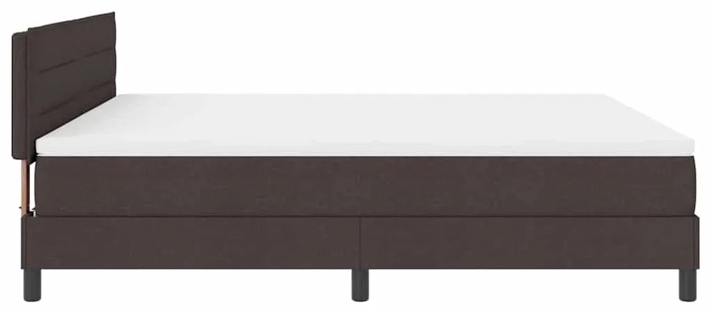Cama Box com Colchão e LED Castanho Escuro 180x200 cm Tecido