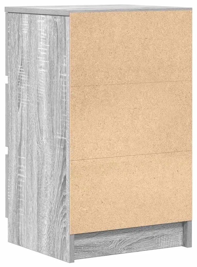 Mesa de cabeceira com 3 gavetas 39x35x65 cm sonoma cinzento